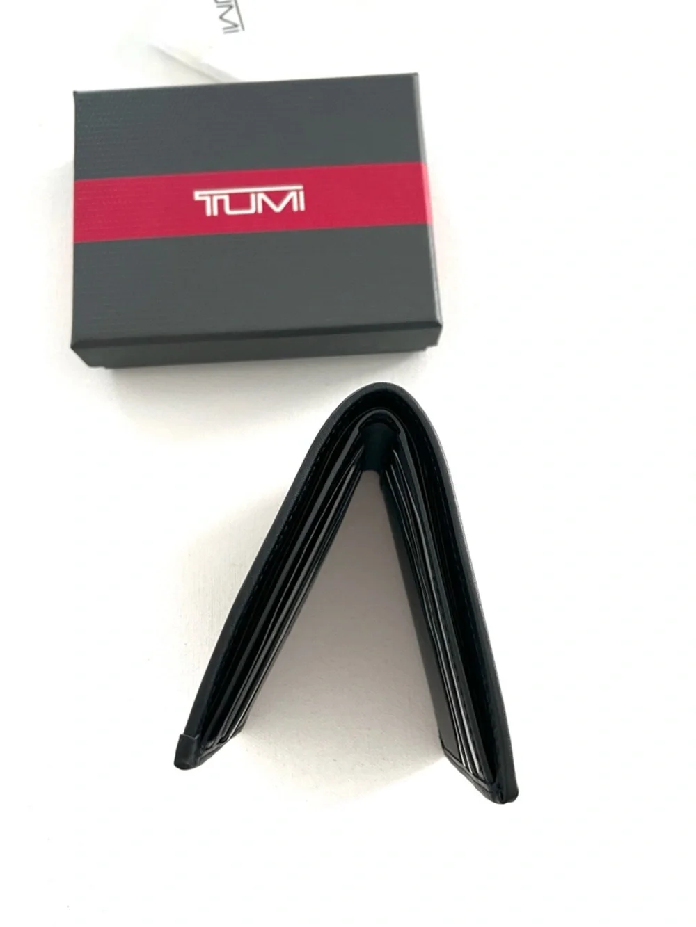 TUMI Alpha SLG Double Billfold Wallet in Black Embossed Monogram EGJ New